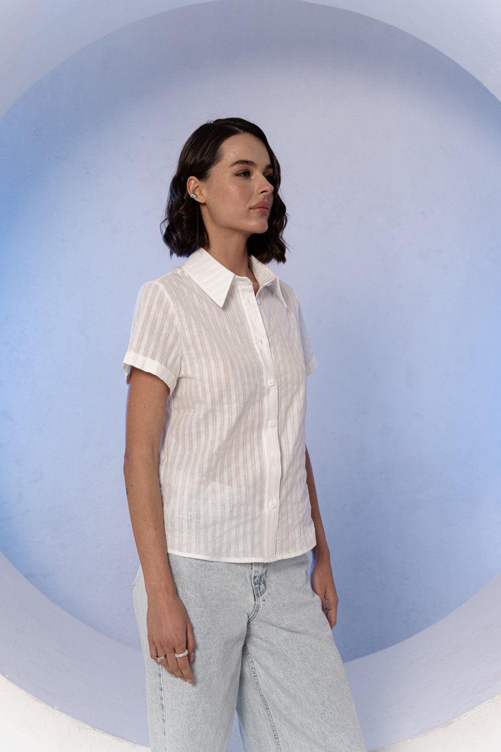 Milk cotton loose-fitting blouse