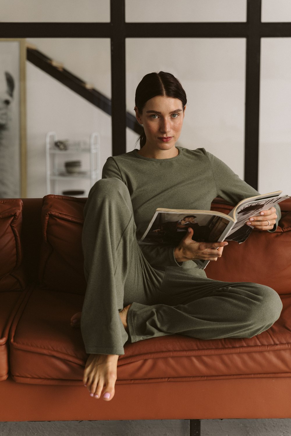 Olive knitted pajamas