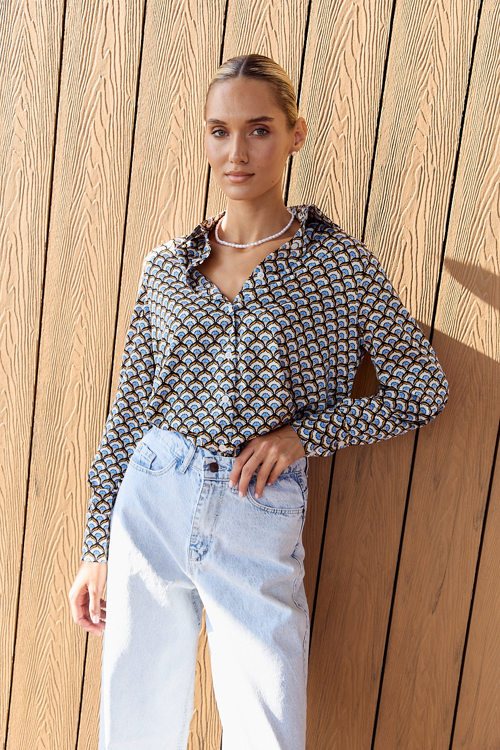 Blue loose fit blouse