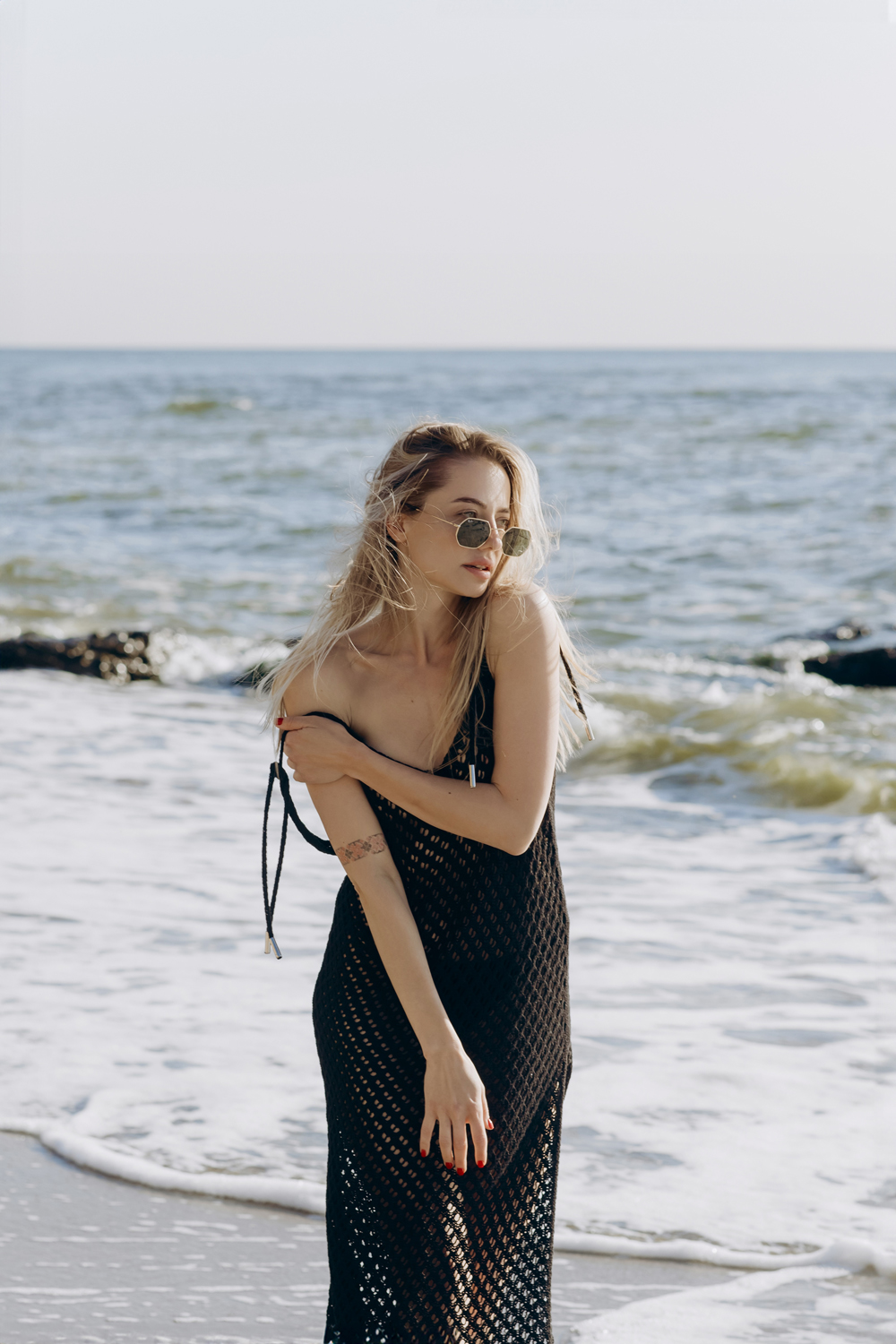 Black tie beach dress with plunging back