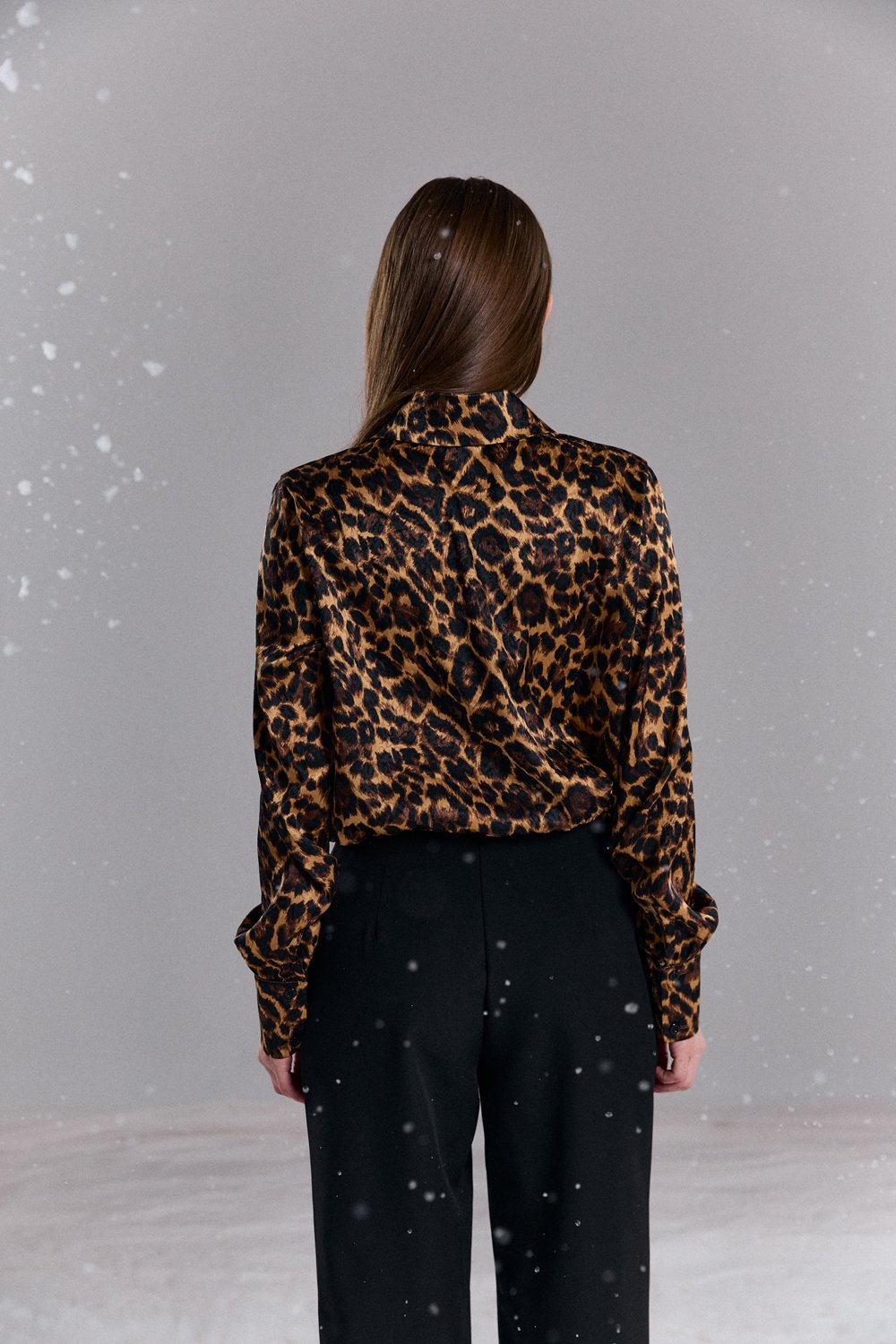 Leopard Print Long Sleeve Loose Blouse