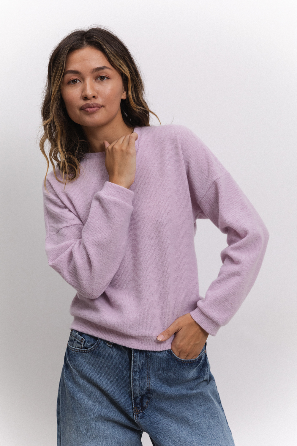 Lilac sweatshirt in soft angora jersey