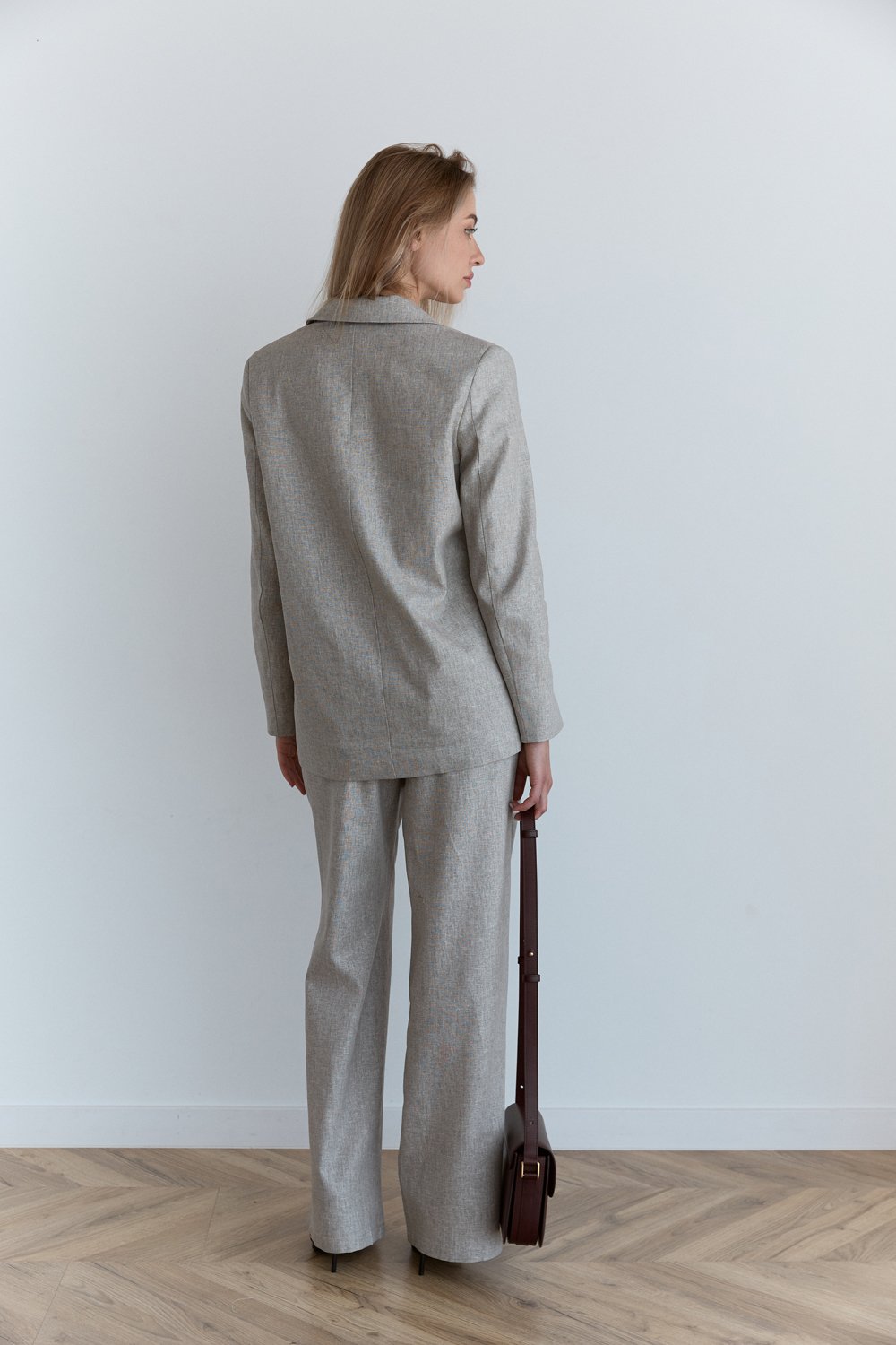 Oversized gray linen jacket