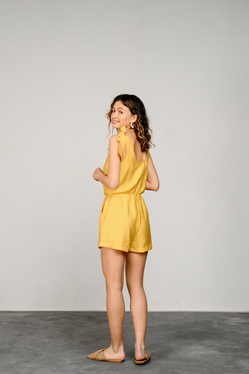 Yellow jumpsuit with elasticated waist