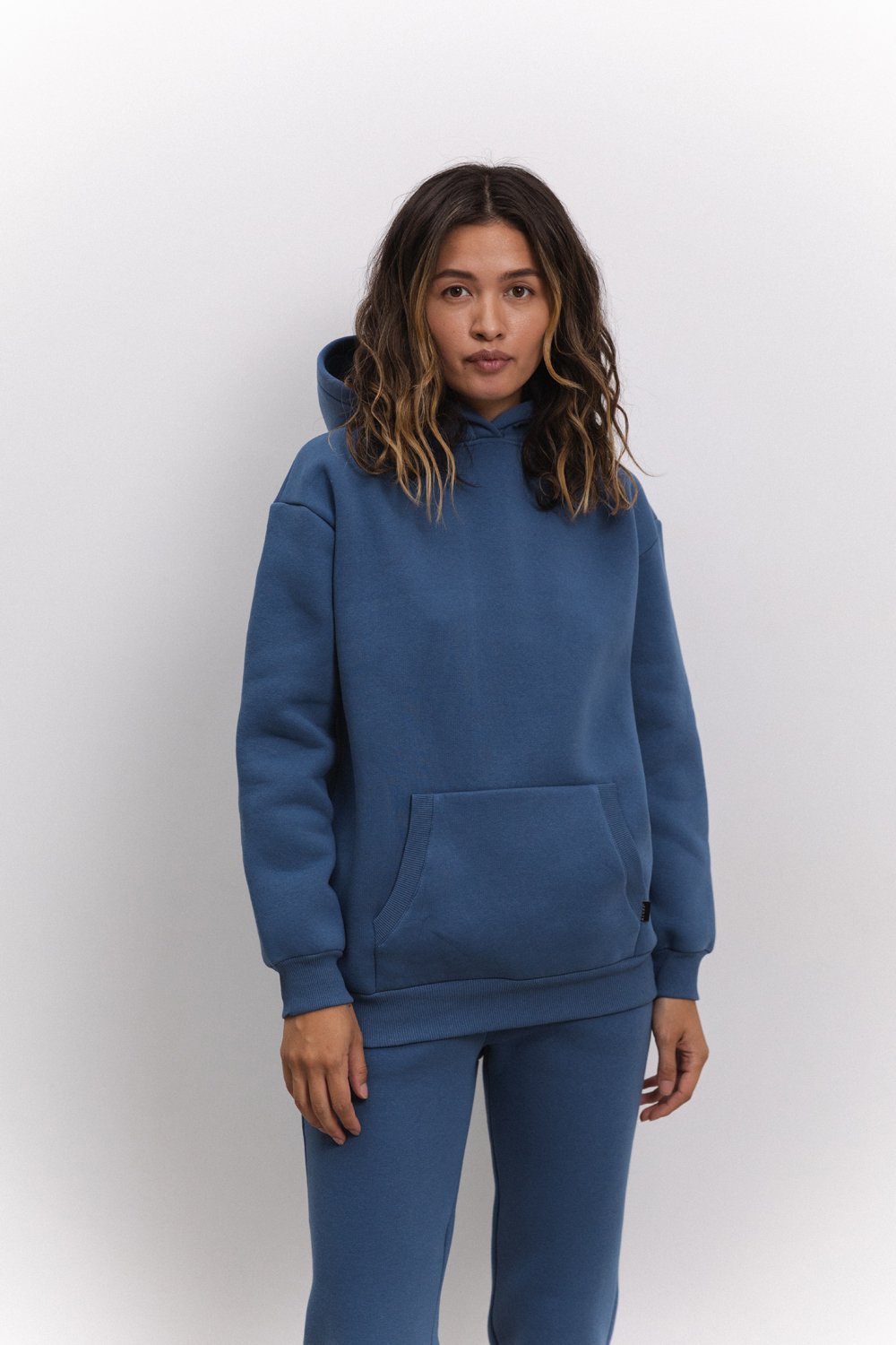 Blue sweatshirt with hood