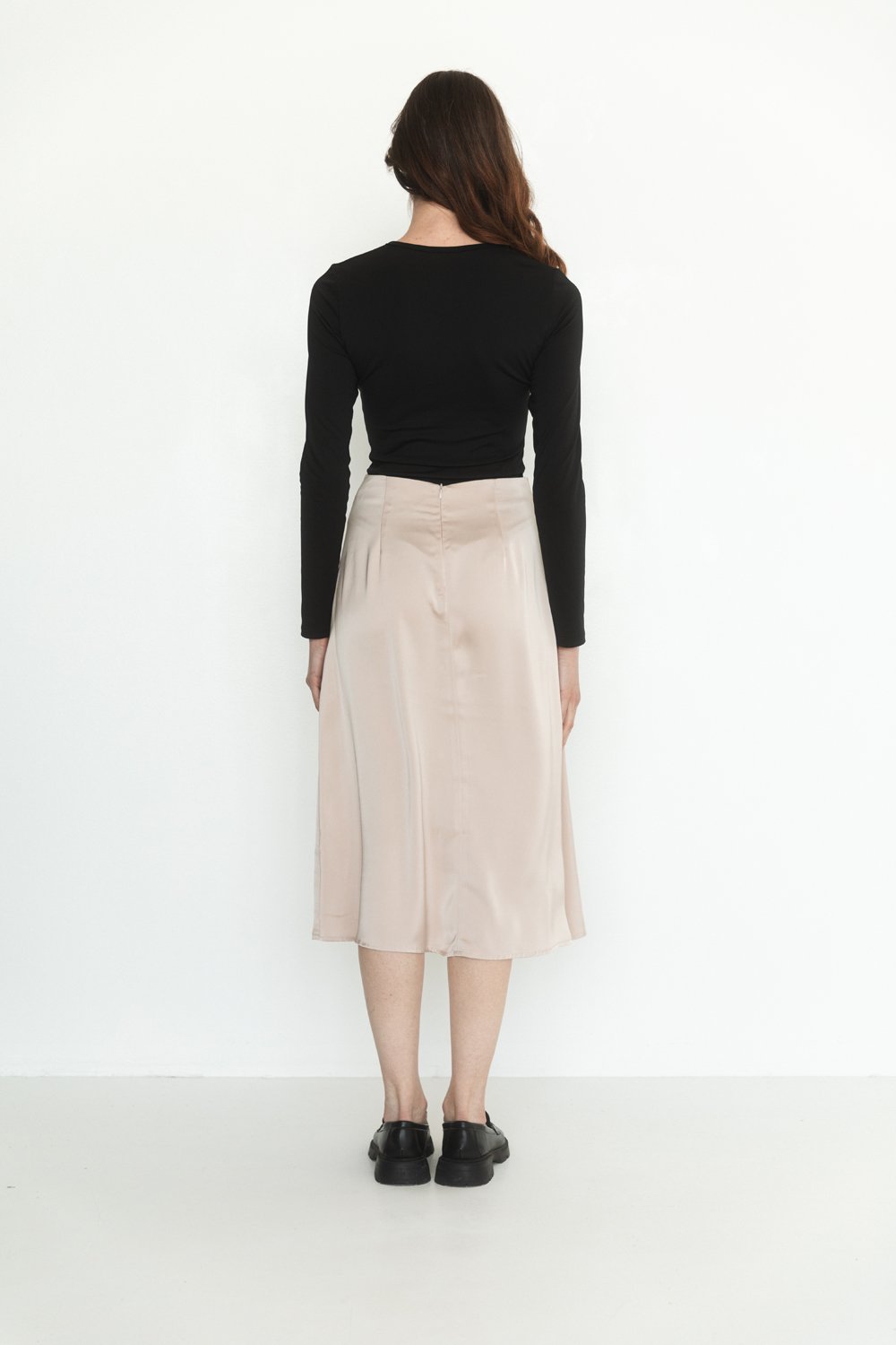 Cream silk a-line skirt