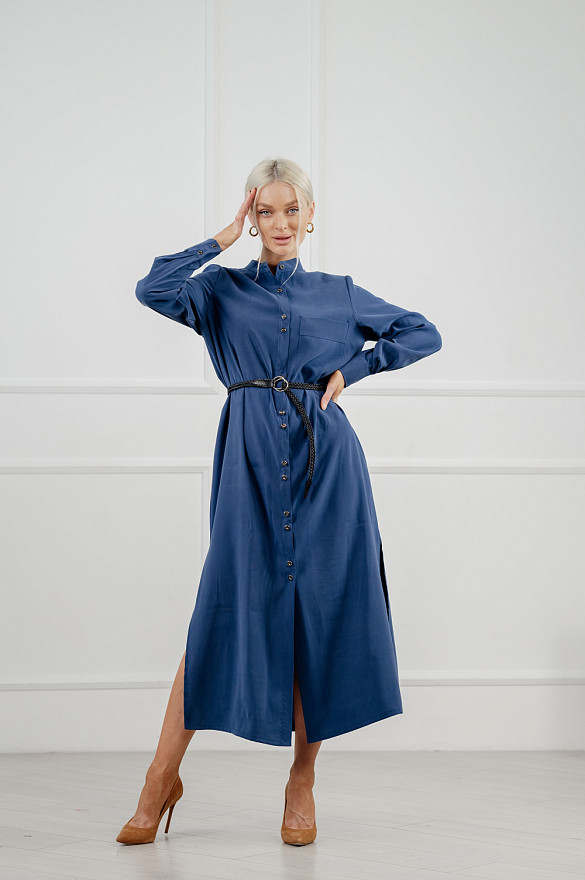 On-trend dress-coat in denim color