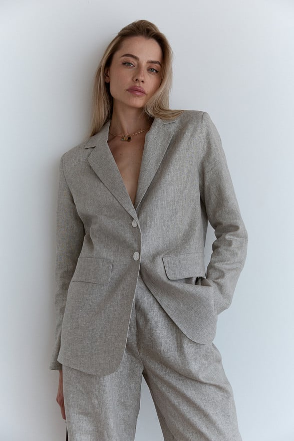 Oversized gray linen jacket