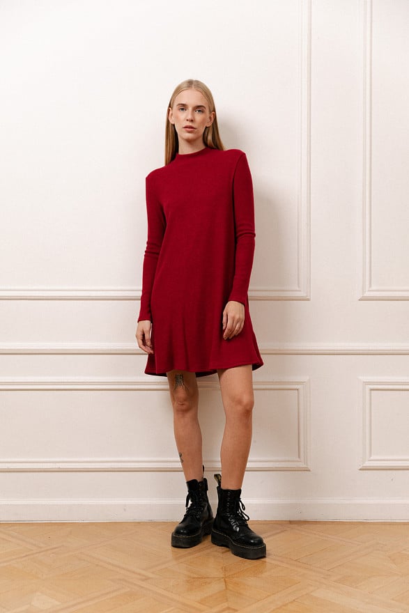 Red knitted A-line dress