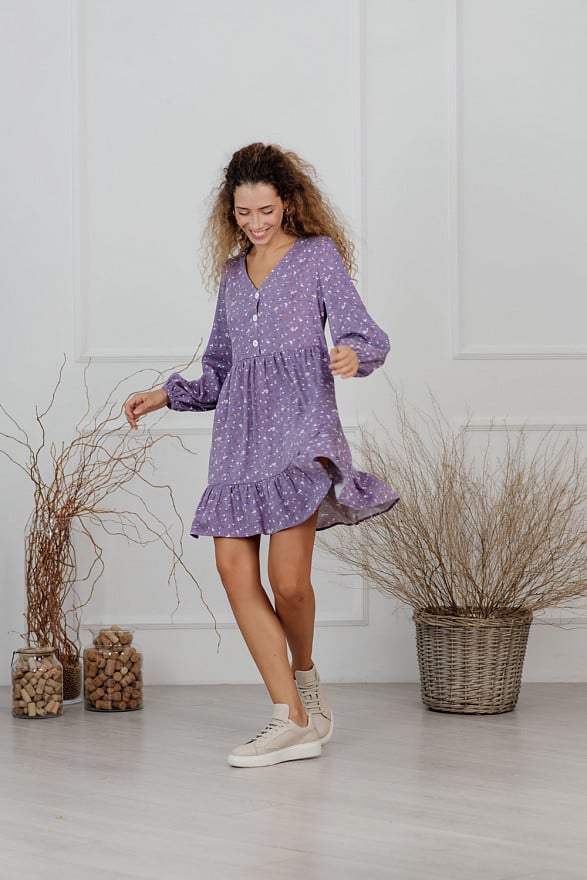 V-neck lavender mini dress