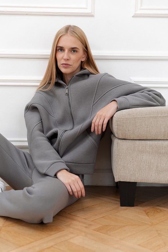 Gray fleece sweatshirt