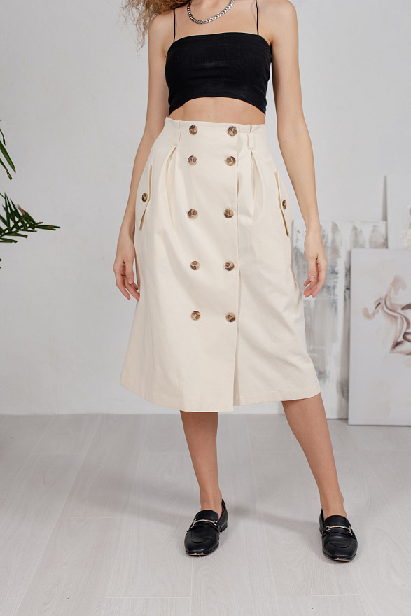 Cream midi skirt in safari style