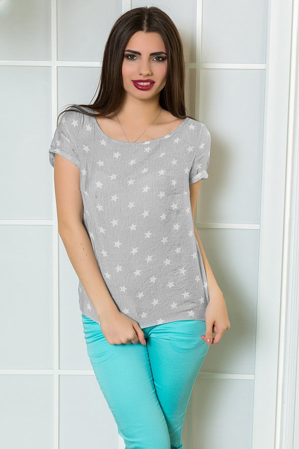 Lightweight Stars and Stripes Print T-Shirt