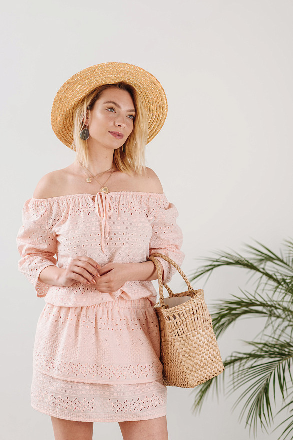 Peach Off Shoulder Dress