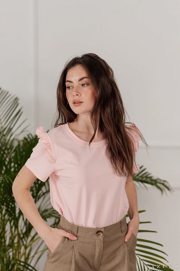 Peach T-shirt with ruffle