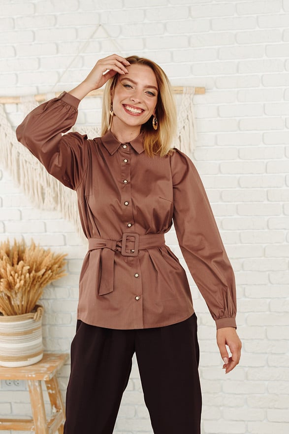 Mocha shirt with belt