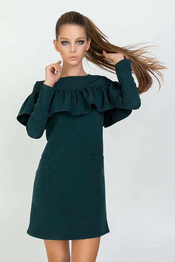 Dress with pine cape