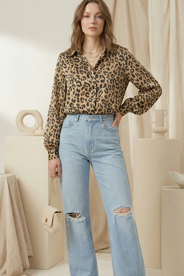 Блуза вільного крою, колір мокко