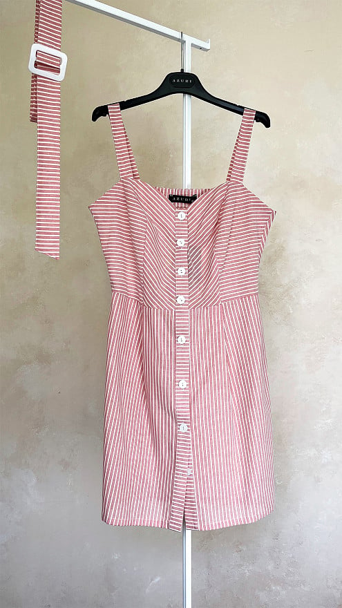 Linen dress with straps