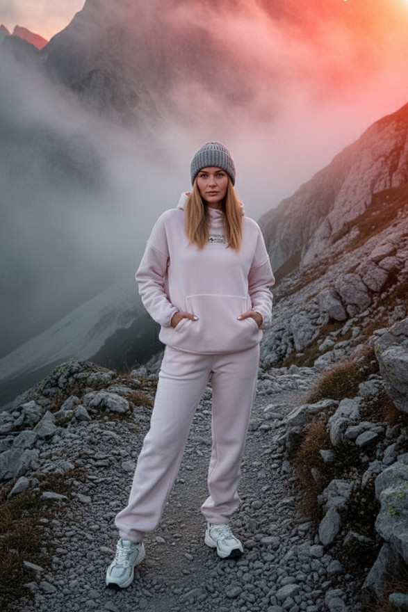 Пудровый флисовый костюм