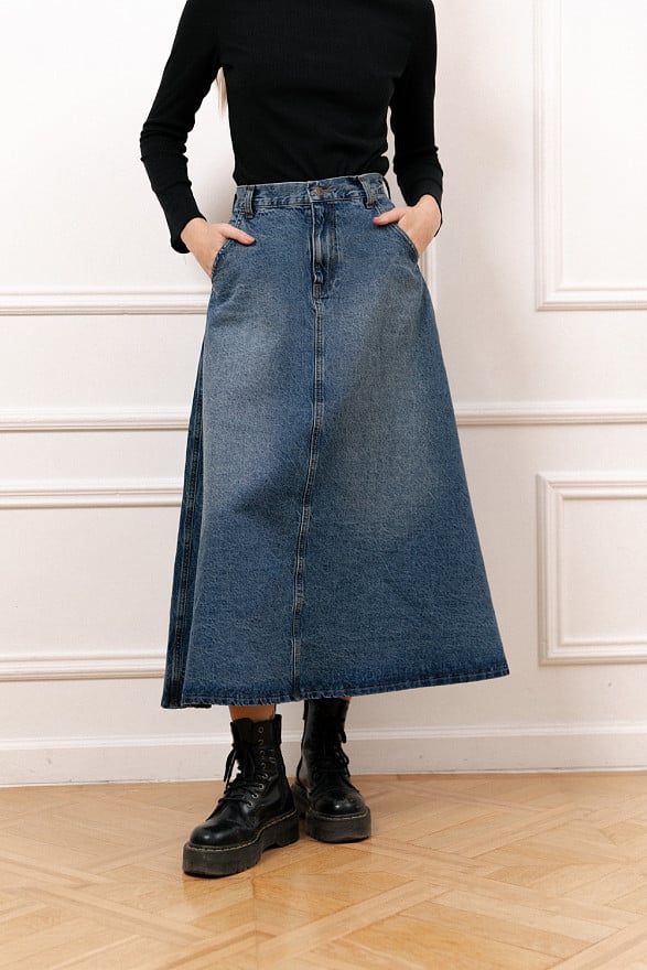 Denim midi skirt