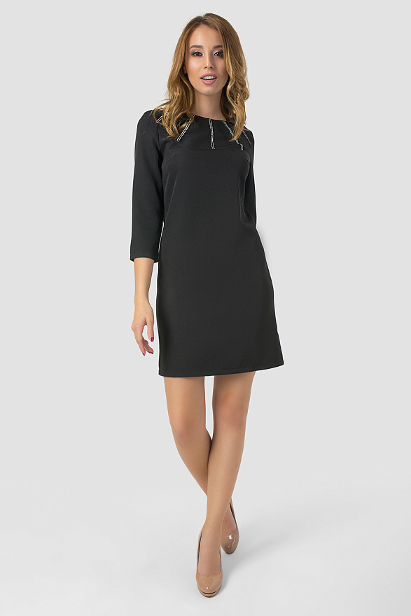 Dress with decorative trim in black