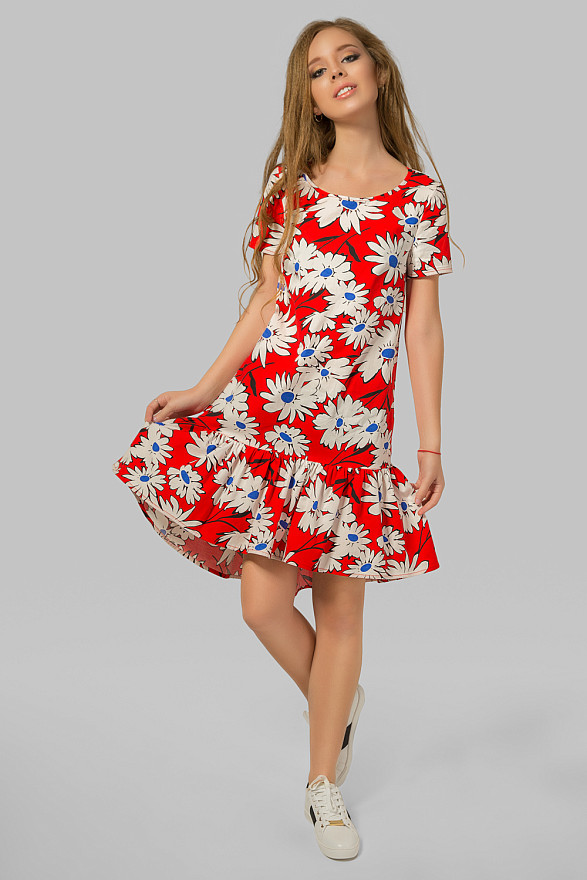 Floral print dress in red