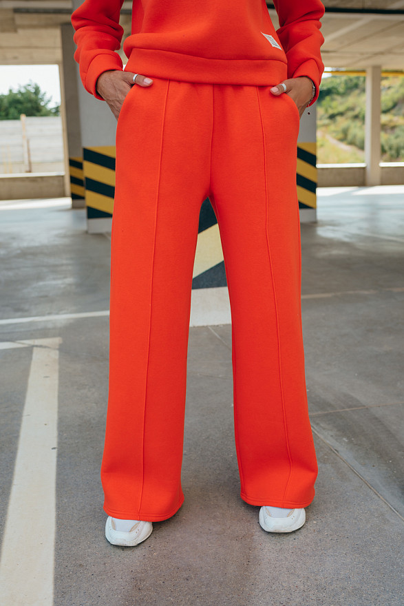 Orange wide leg sports trousers