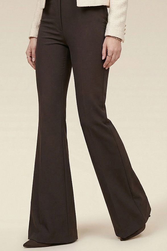 Шоколадні штани клеш від коліна із заниженою талією
