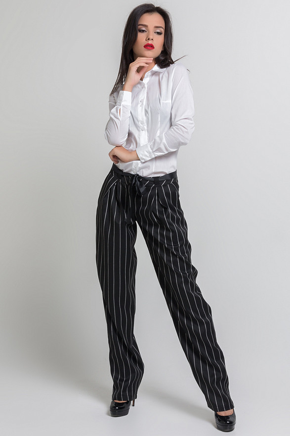 Black striped trousers