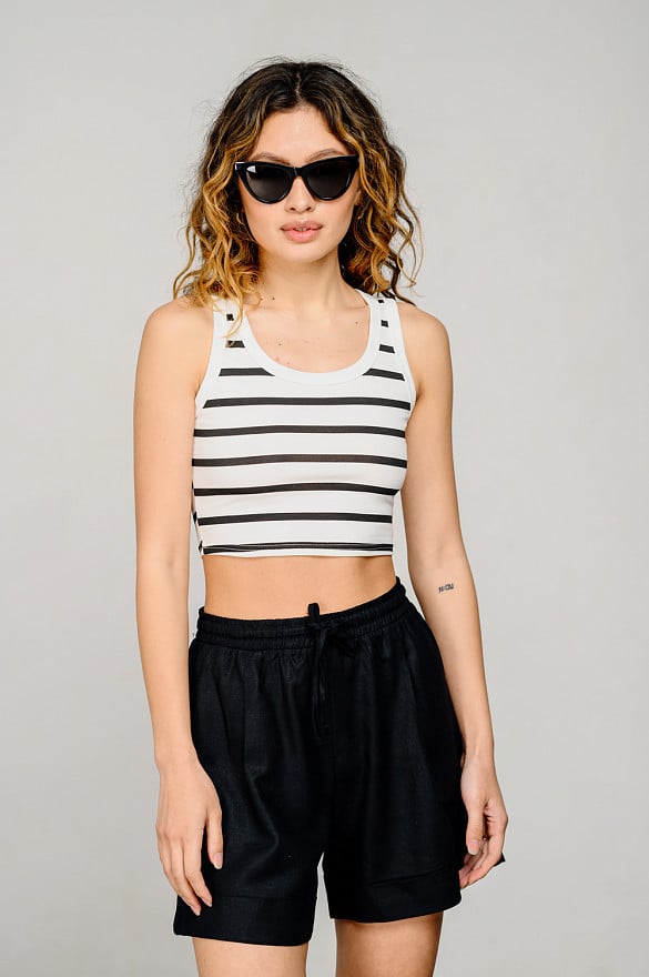 Black Casual Crop Top