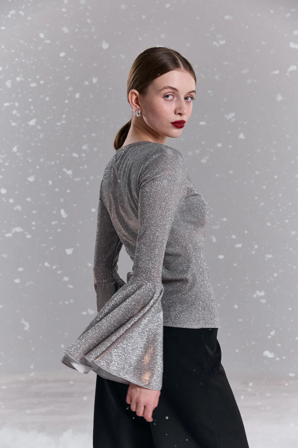 Silver Lurex Knit Top