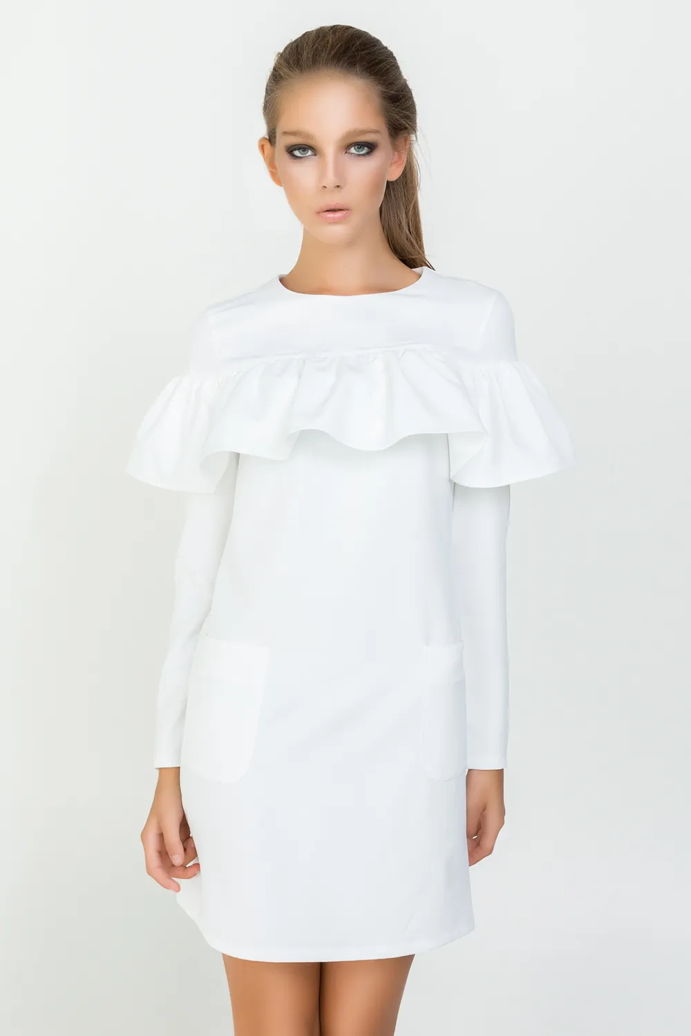 White pelerine dress