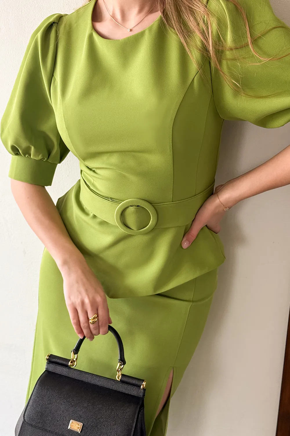 Light green two-piece suit: top and skirt