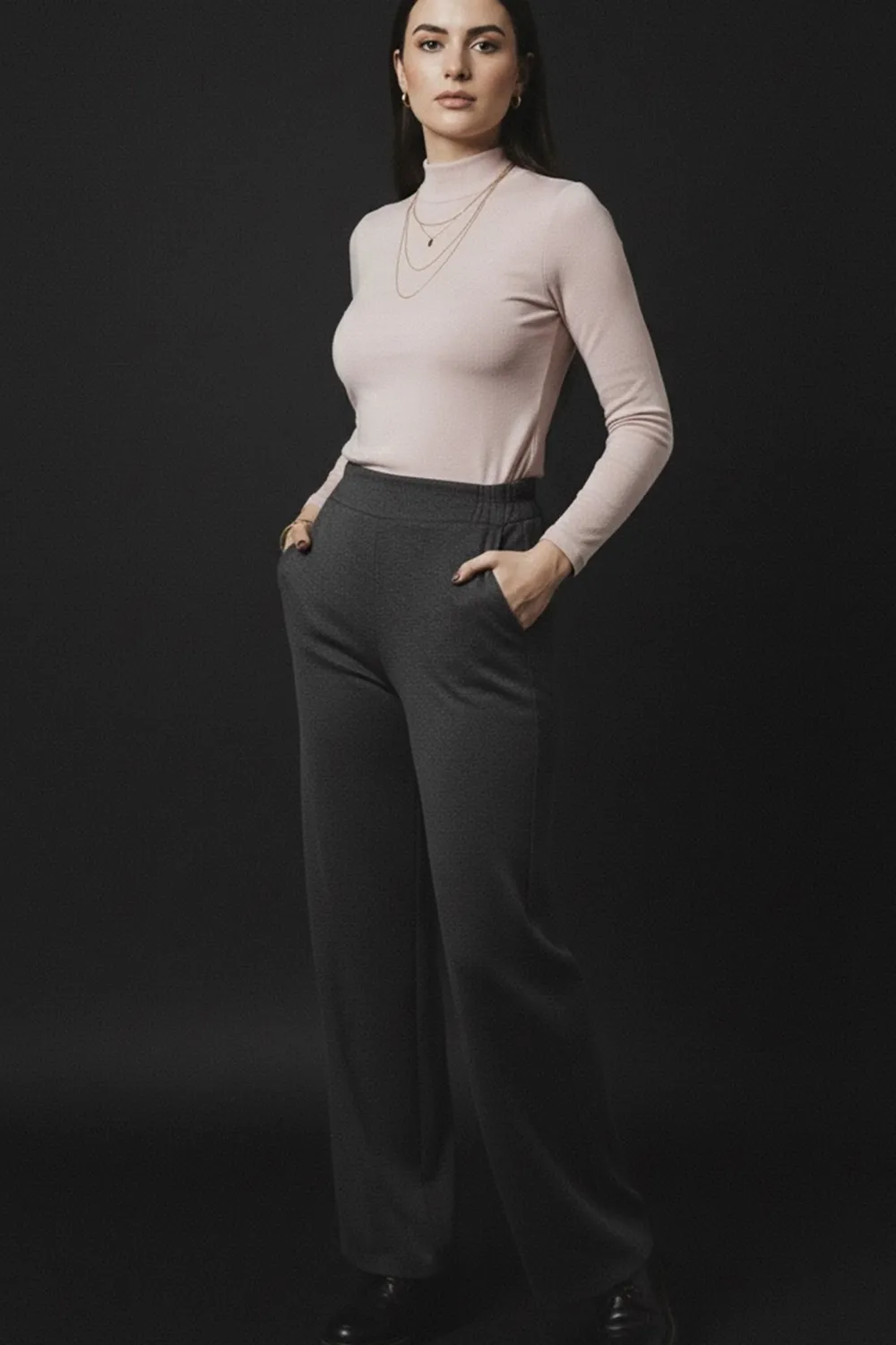 Графітові штани прямого крою з кишенями