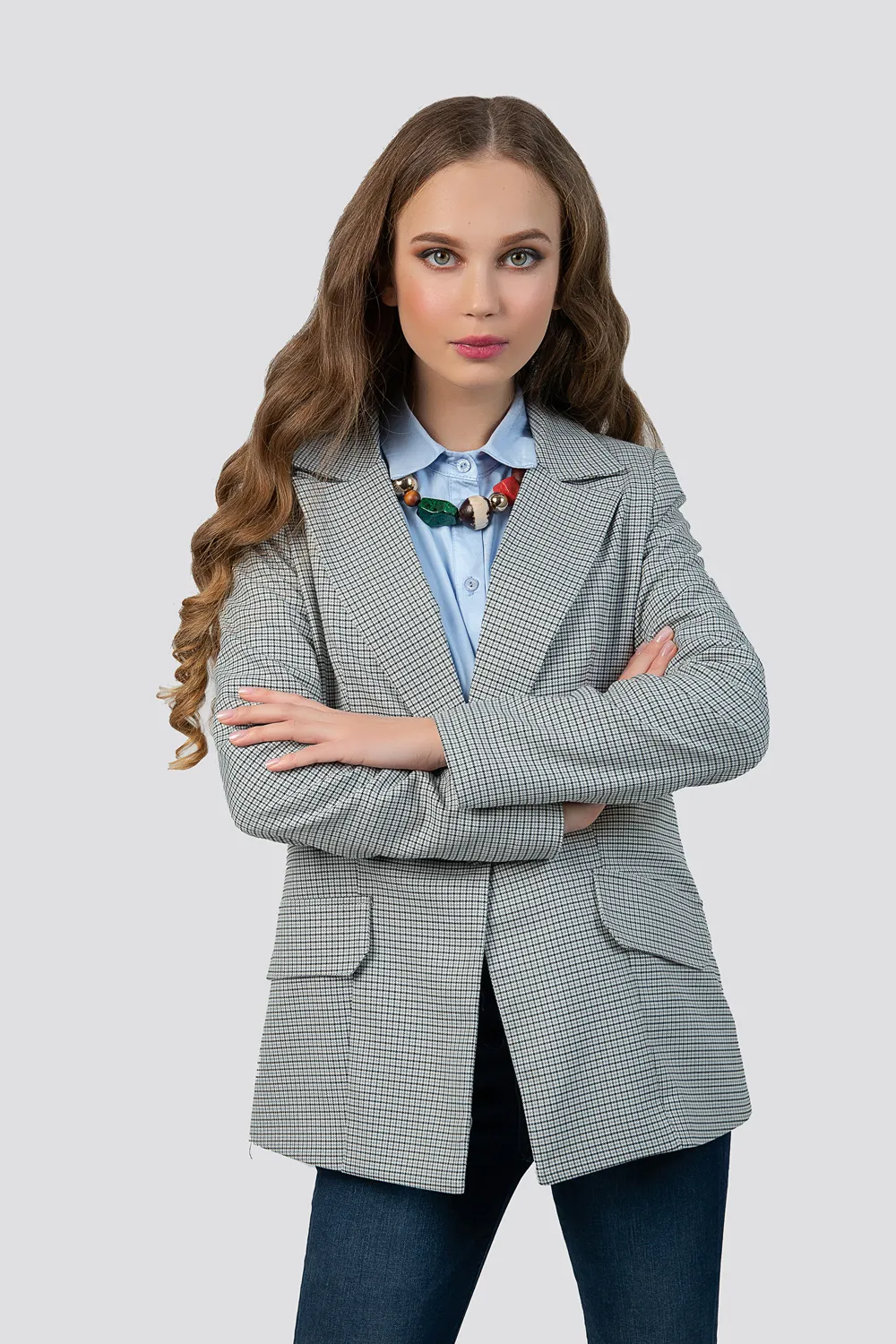 Women's jacket with a straight silhouette