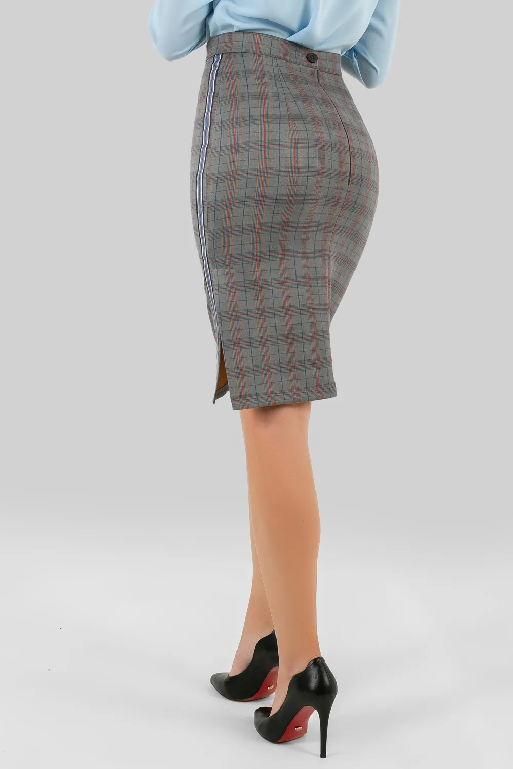 Pencil skirt in plaid in blue