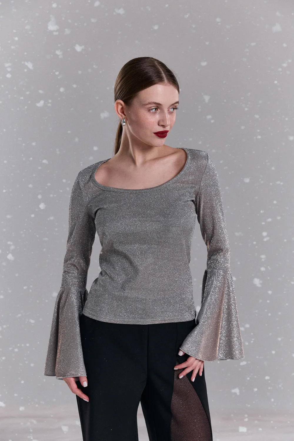 Silver Lurex Knit Top