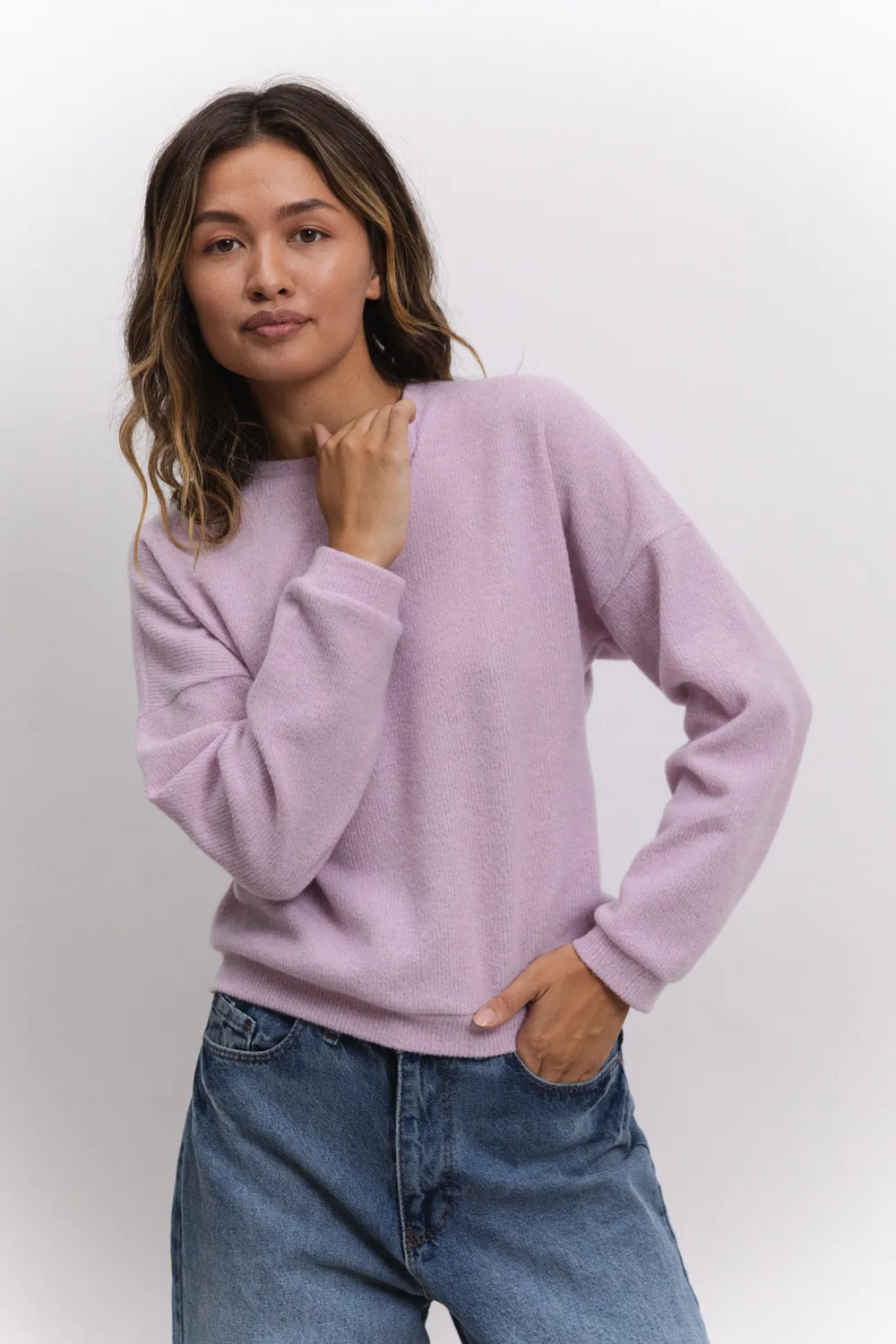 Lilac sweatshirt in soft angora jersey Women s clothing store TM AZURI