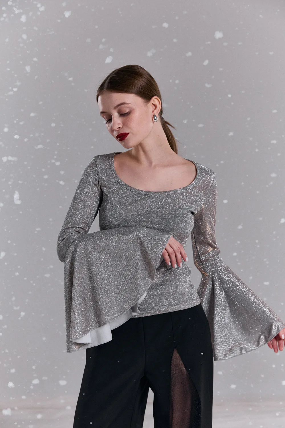 Silver Lurex Knit Top